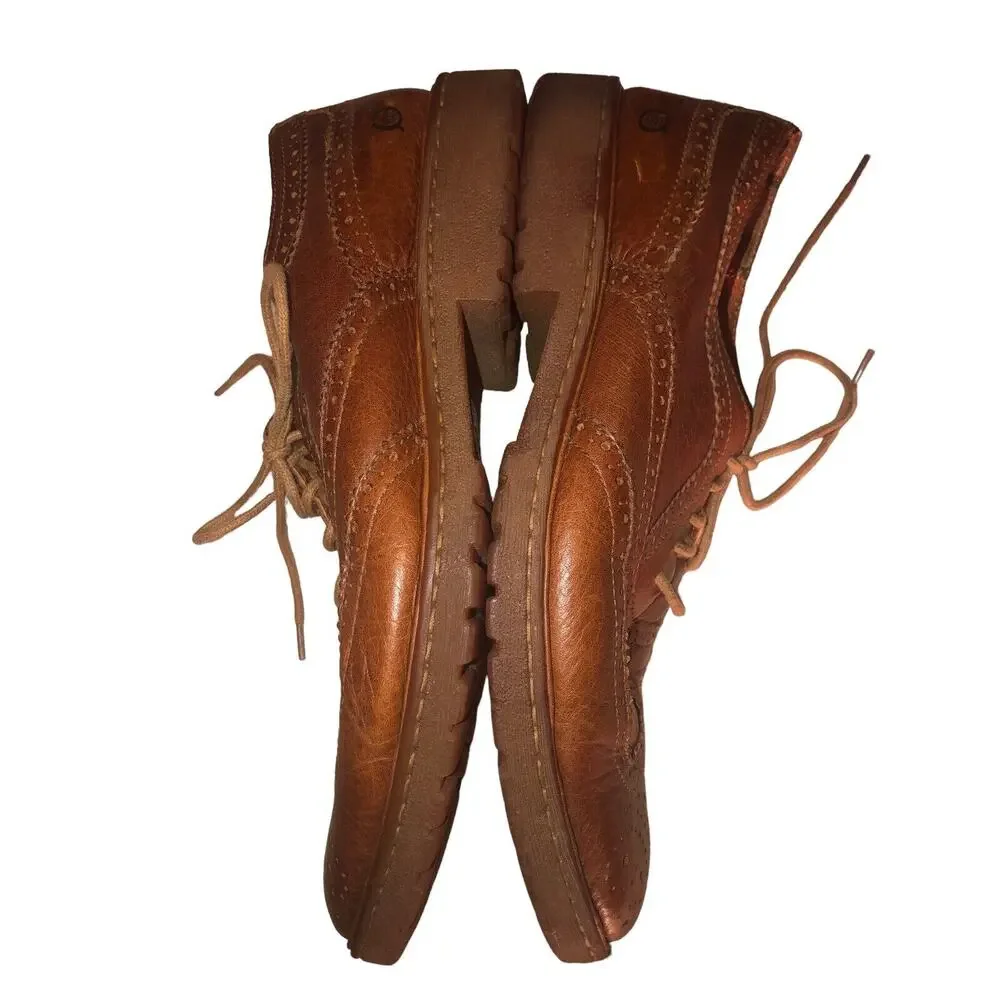 Born Mens Brown Pebbled Leather Wingtip Oxford Brogue Dress Shoes H48516 Size 13